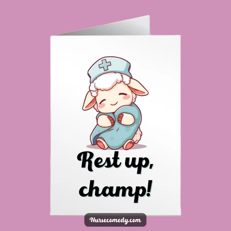 Free Printable Congrats Card: Sleepy Sheep Nurse's Gentle Wishes!