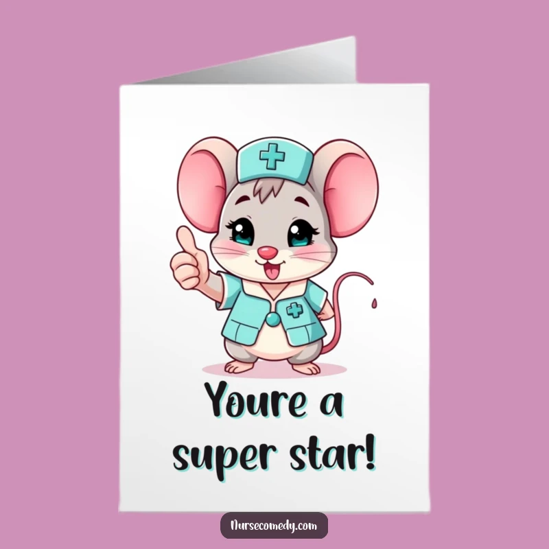 Free Printable Mouse Nurse Congratulations Card - Cheerful Thumbs Up Downloadable