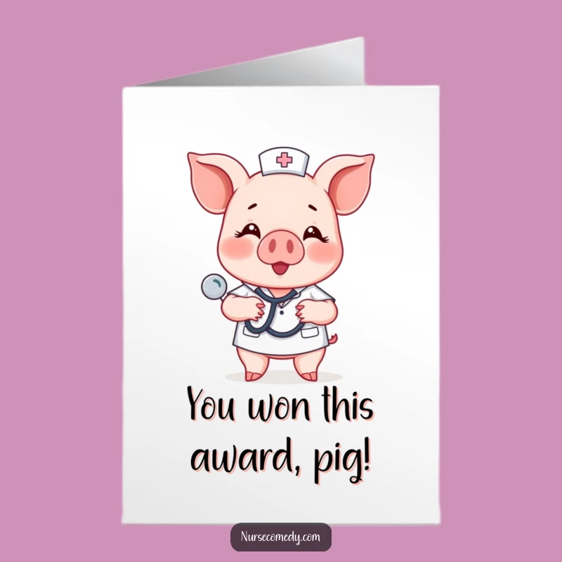 Free Printable Piglet Nurse Congrats Card: Stethoscope Beat Downloadable