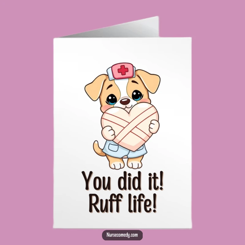 Free Printable Kawaii Puppy Nurse Congrats Card: Sweet & Funny Downloadable