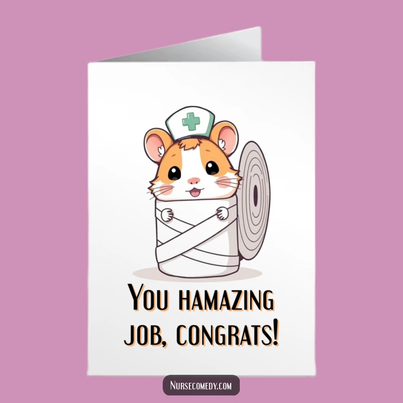 Hamster Nurse Free Printable Congrats Card - Peeking Support for Achievements