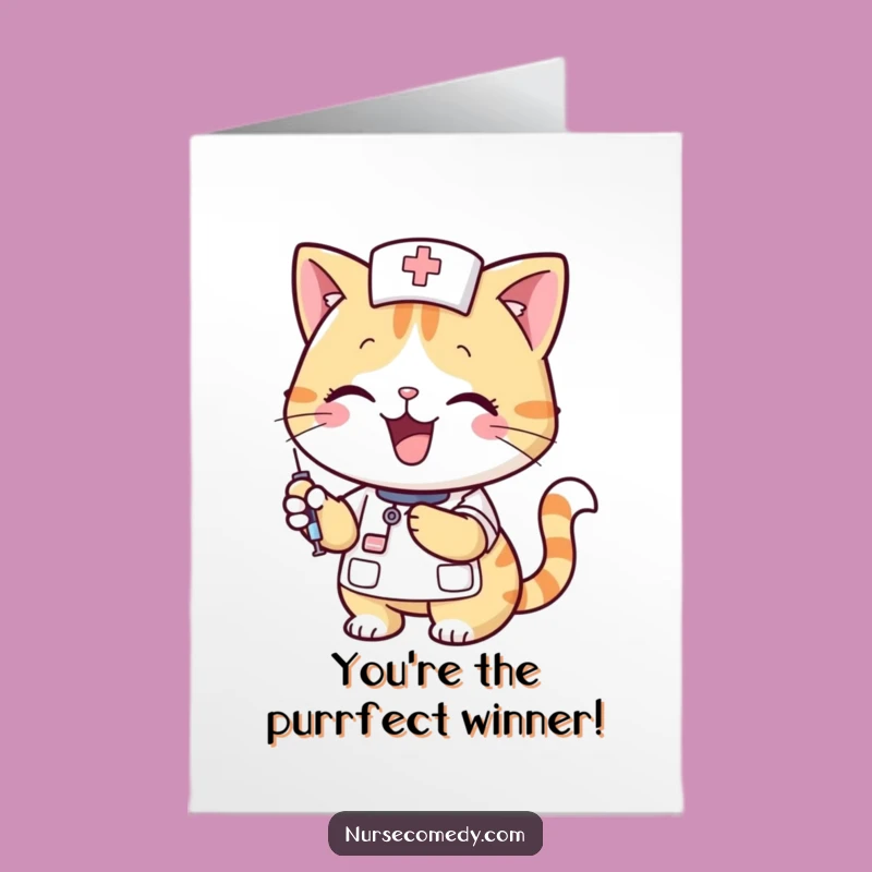 Free Printable Cat Nurse Congrats Card: Downloadable Gift for Medical Achievements!