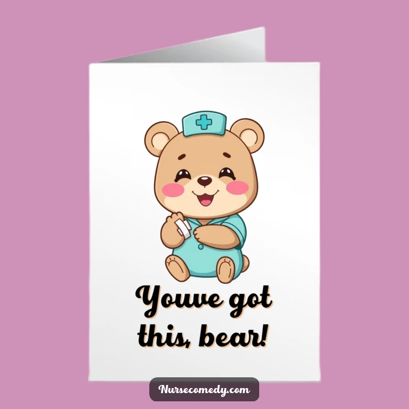 Free Printable Bear Nurse Congratulations Card: Funny Bandage Downloadable Gift
