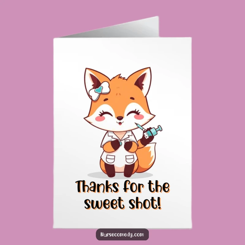 Free Printable Fox Nurse Thank You Card: Funny Poke Downloadable Gift