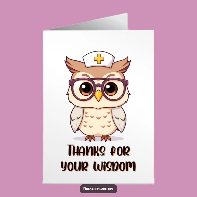 Free Printable Kawaii Owl Nurse Thank You Card: Grateful & Funny Downloadable