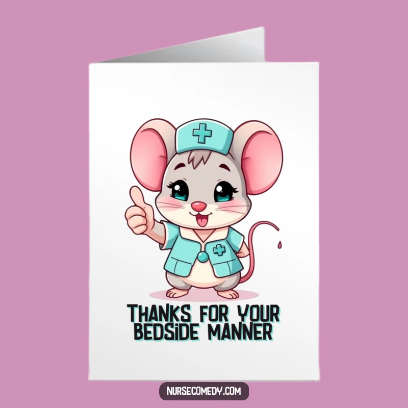 Free Printable Mouse Nurse Thank You Card - Funny Thumbs Up Downloadable