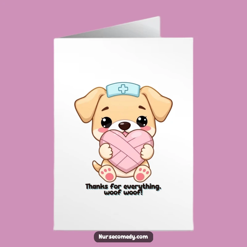 Free Printable Kawaii Puppy Nurse Thank You Card: Cute & Funny DIY Download