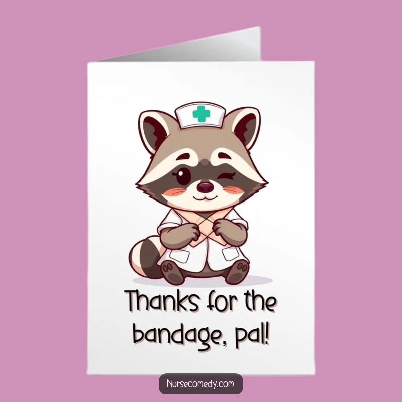 Free Printable Raccoon Nurse Thank You Card: Winking DL Funny Gift