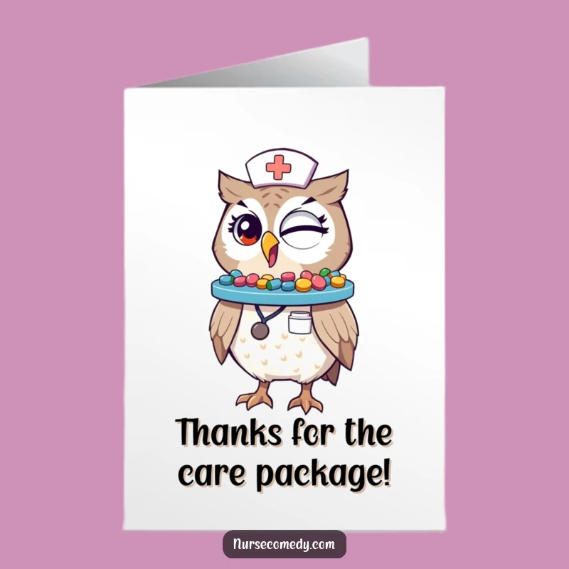 Funny Owl Nurse Free Printable Thank You Card - Grateful Healthcare Gift Downloadable DIY