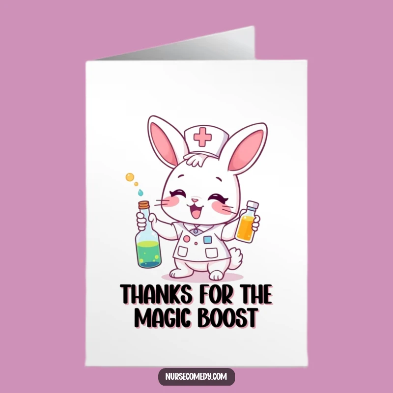 Free Printable Bunny Nurse Thank You Card: Potion Thanks Downloadable Gift!