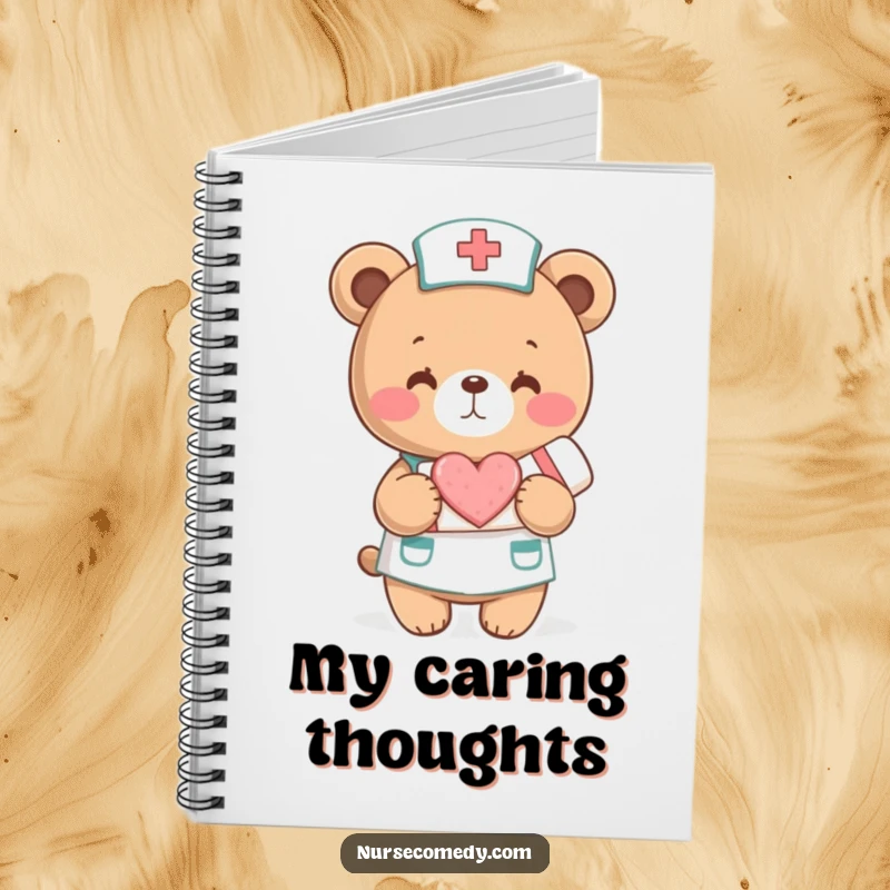 Funny Notebook: A bear nurse holds a heart-bandage. Perfect for jotting down caring thoughts.