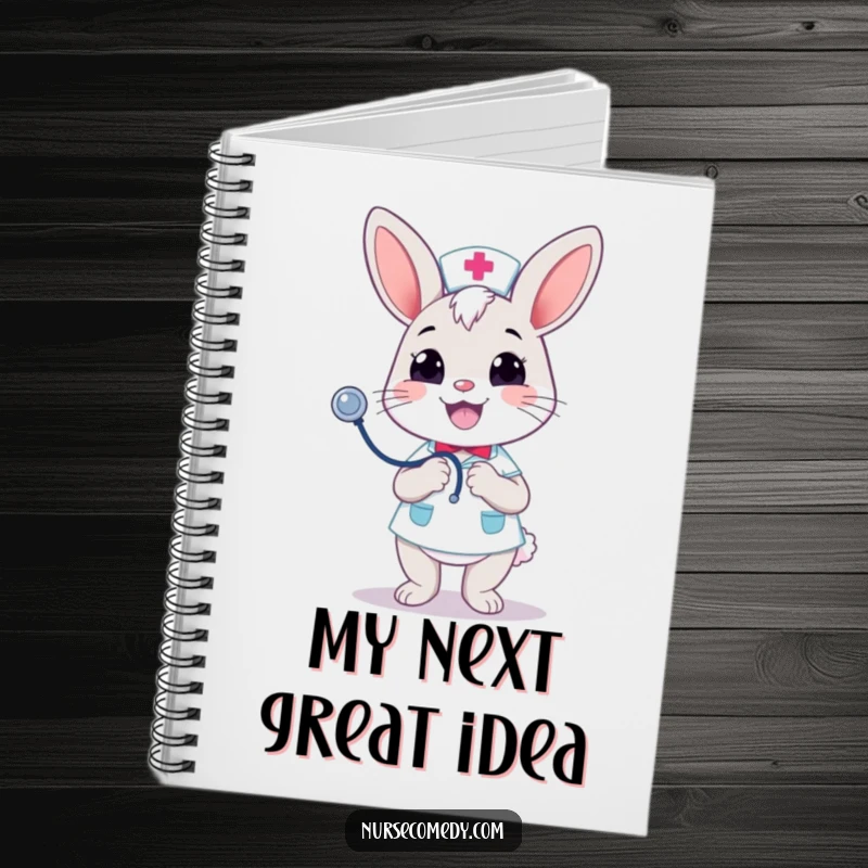 Funny Kawaii Bunny Nurse Notebook: Merry stethoscope bounce with a cheerful grin, inspiring joyful notes. Ideal funny gift.