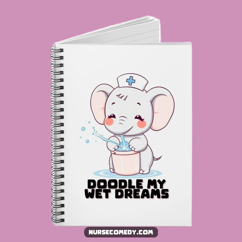 Funny Kawaii Elephant Nurse Notebook - Cute Cartoon Splashing Character Journal Gift