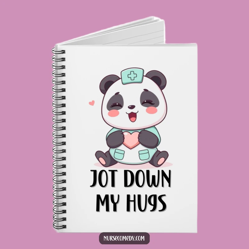 Funny Kawaii Panda Nurse Notebook - Cute Cartoon Hugging Character Journal Gift