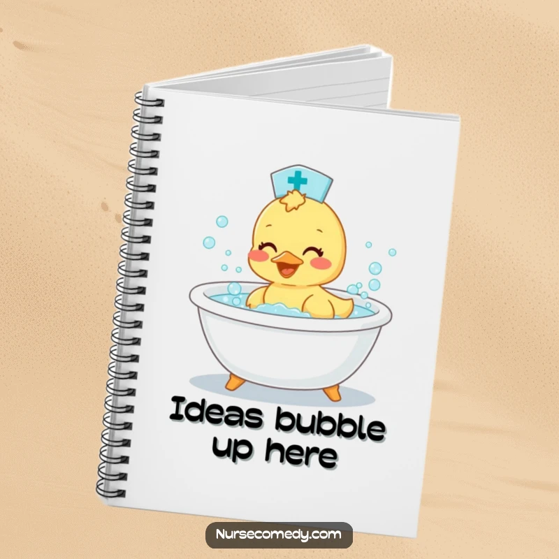 Funny Duckling Nurse Notebook: Cute duckling doctor writing notes by a bathtub, full of bubbly ideas.
