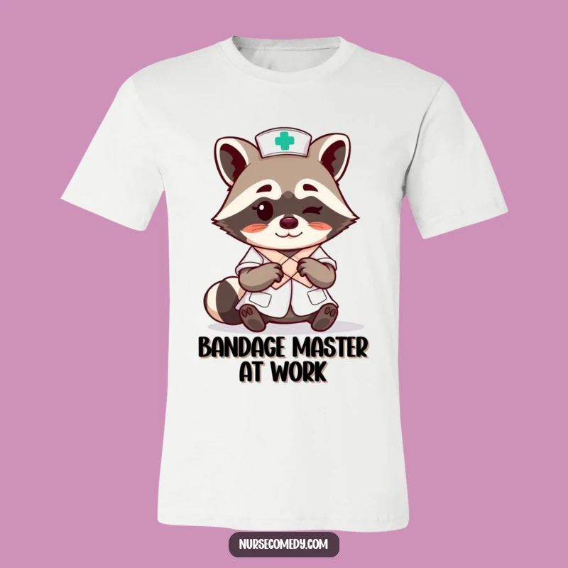 Funny Raccoon Nurse T-Shirt: Skillful Bandage Tying Makes a Great Gift
