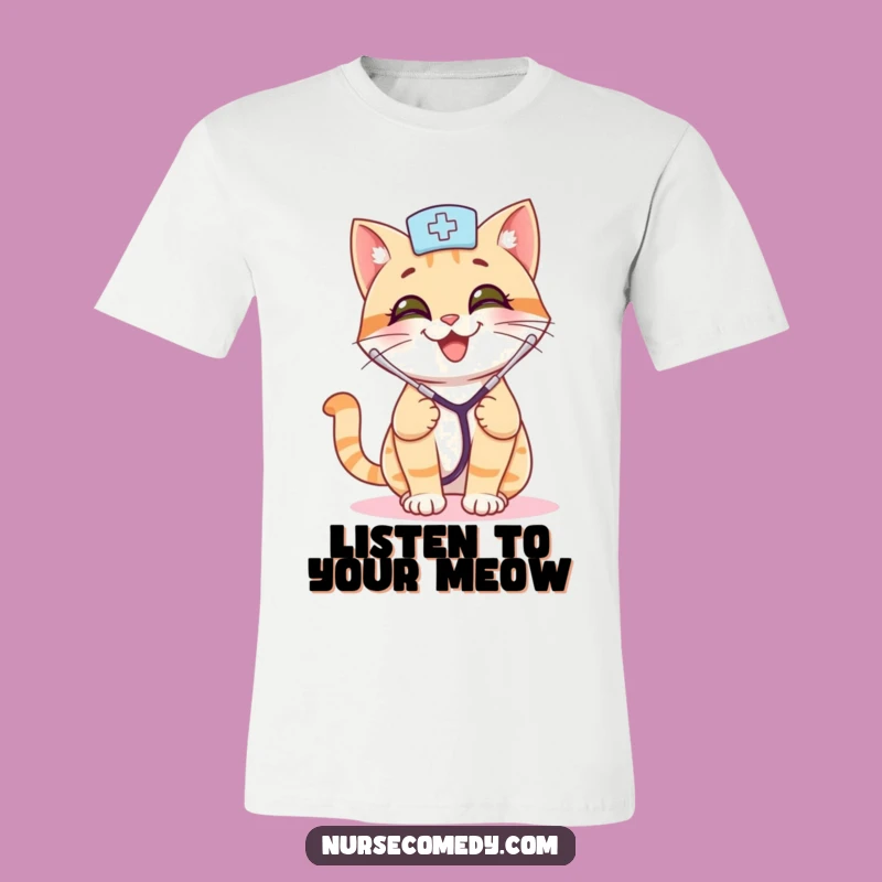 Funny Cat Nurse T-Shirt: Playful Stethoscope Kitty Tee