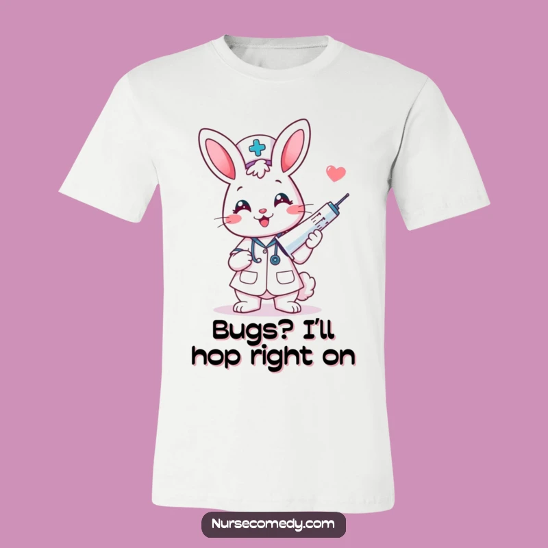 Funny Kawaii Bunny Nurse T-Shirt - Giant Syringe Smile Tee