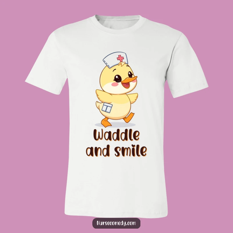 Funny Kawaii Duck Nurse T-Shirt - Cute Cartoon Waddling Character Tee Gift