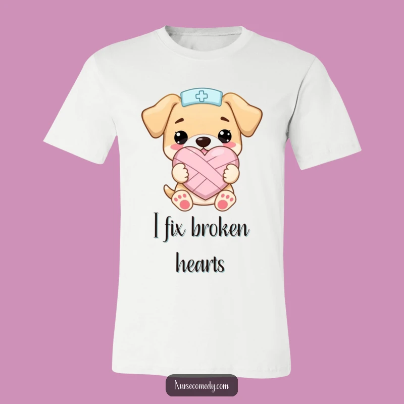 Funny Kawaii Puppy Nurse Heart T-Shirt: Hugs and Humor for Healthcare Heroes
