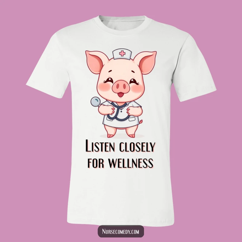 Funny Piglet Nurse T-Shirt - Heartbeat Check Humor Tee