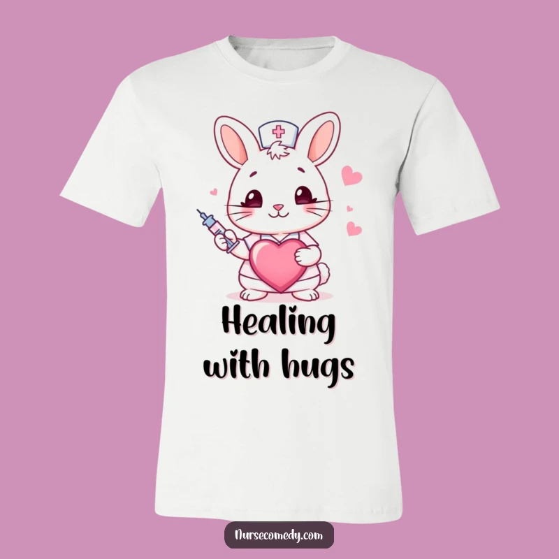 Funny Rabbit Nurse T-Shirt: Winking Cute Bunny Healer Tee