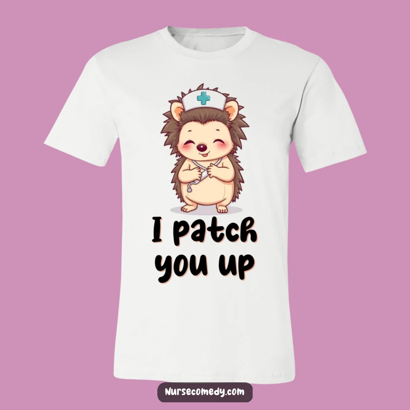 Funny Hedgehog Nurse T-Shirt: Cute Healthcare Hero Apparel for Positivity