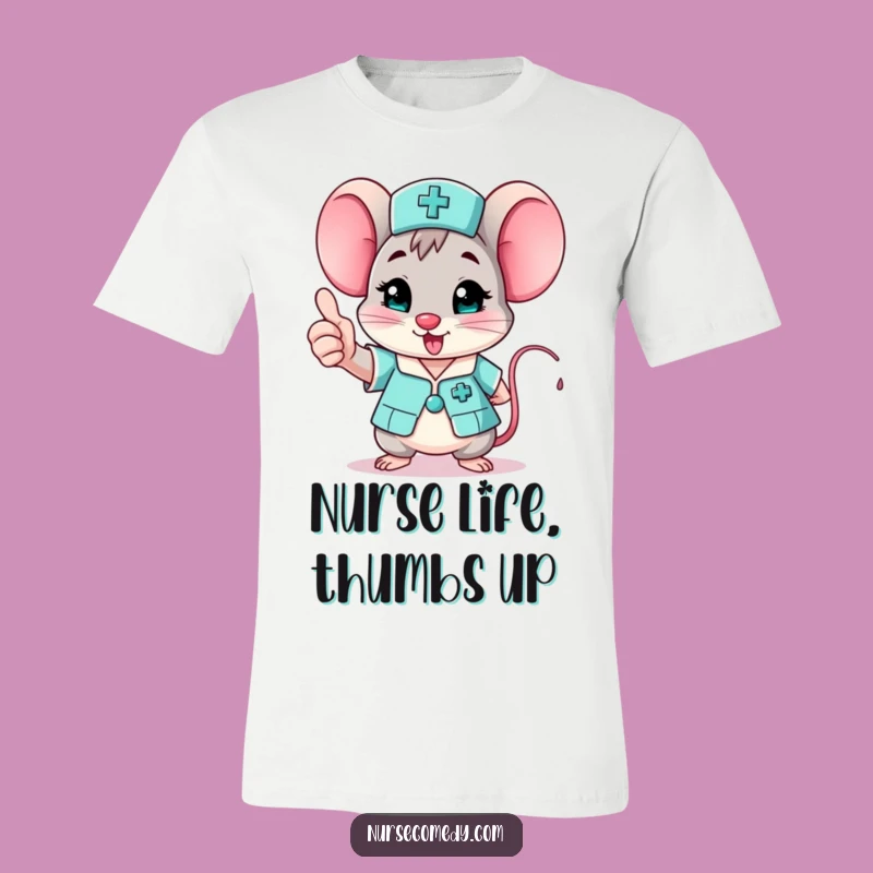 Funny Mouse Nurse T-Shirt: Enthusiastic Thumbs Up Tee for a Laugh