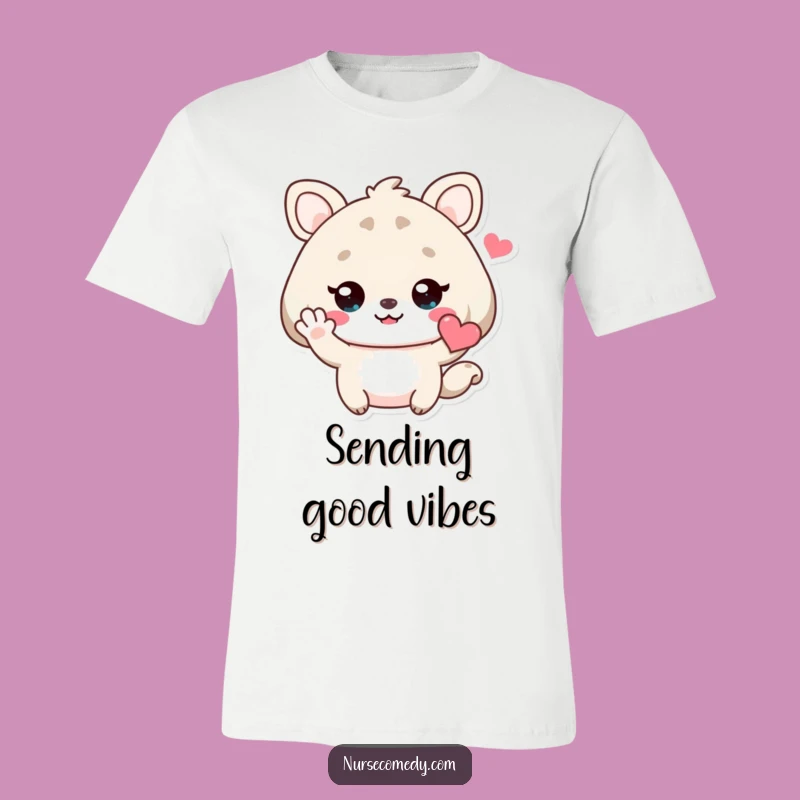 Funny Kawaii Animal T-Shirt: Cheerful Heart Wave, Soft Funny Gift Tee
