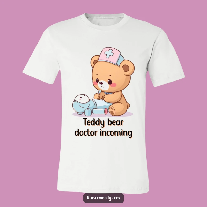 Funny Bear Cub Nurse T-Shirt - Cute Teddy Hospital Comfort Tee