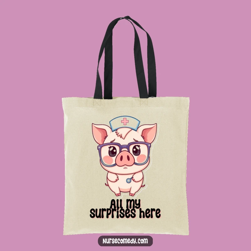 Funny Pig Nurse Tote Bag: Surprised by Fashion - Carry Your Laughs!