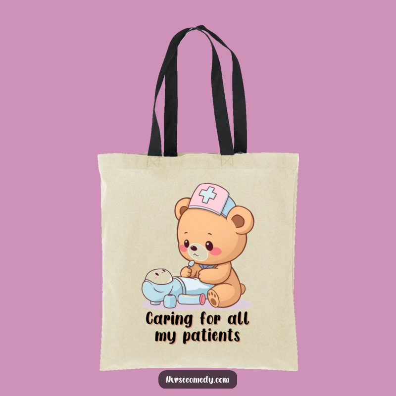 Funny Bear Cub Nurse Tote Bag - Adorable Teddy Hospital Carryall