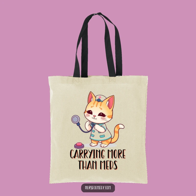 Funny Cat Nurse Tote Bag: Stylish Feline Doctor Accessory, Perfect Humorous Gift for Shoppers