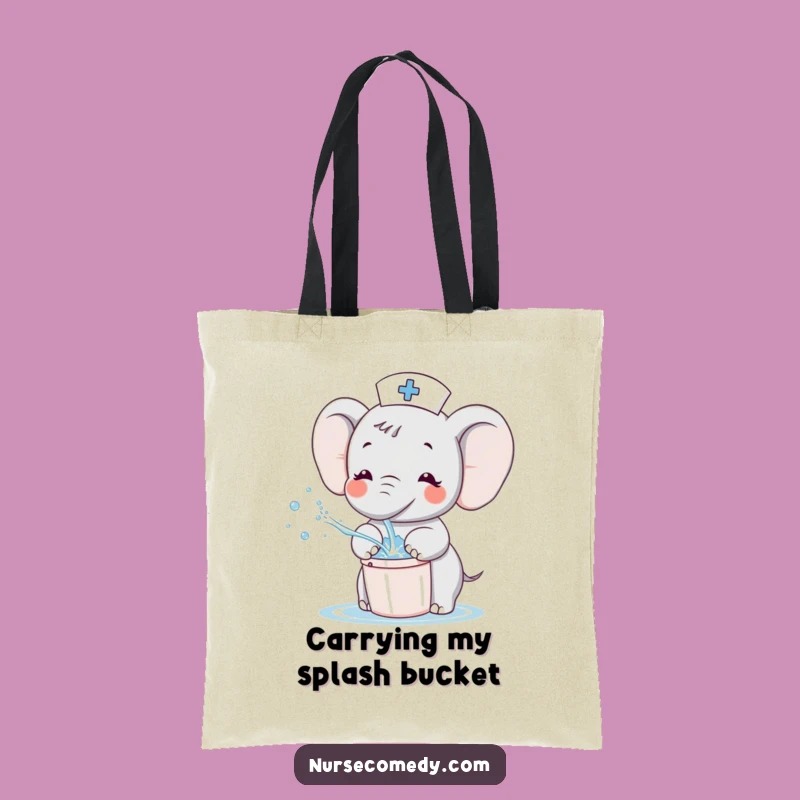 Funny Kawaii Elephant Nurse Tote Bag - Cute Cartoon Splashing Character Carry-All Gift