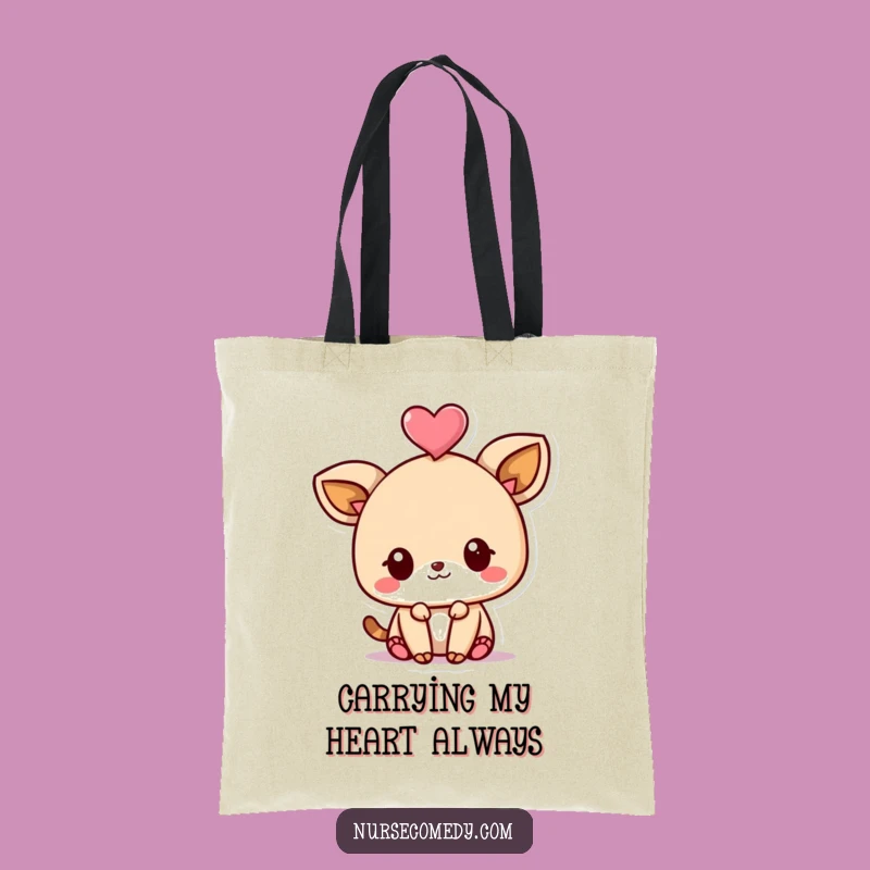 Chic Funny Kawaii Animal Tote Bag: Playful Heart Balance, Stylish Funny Gift Accessory