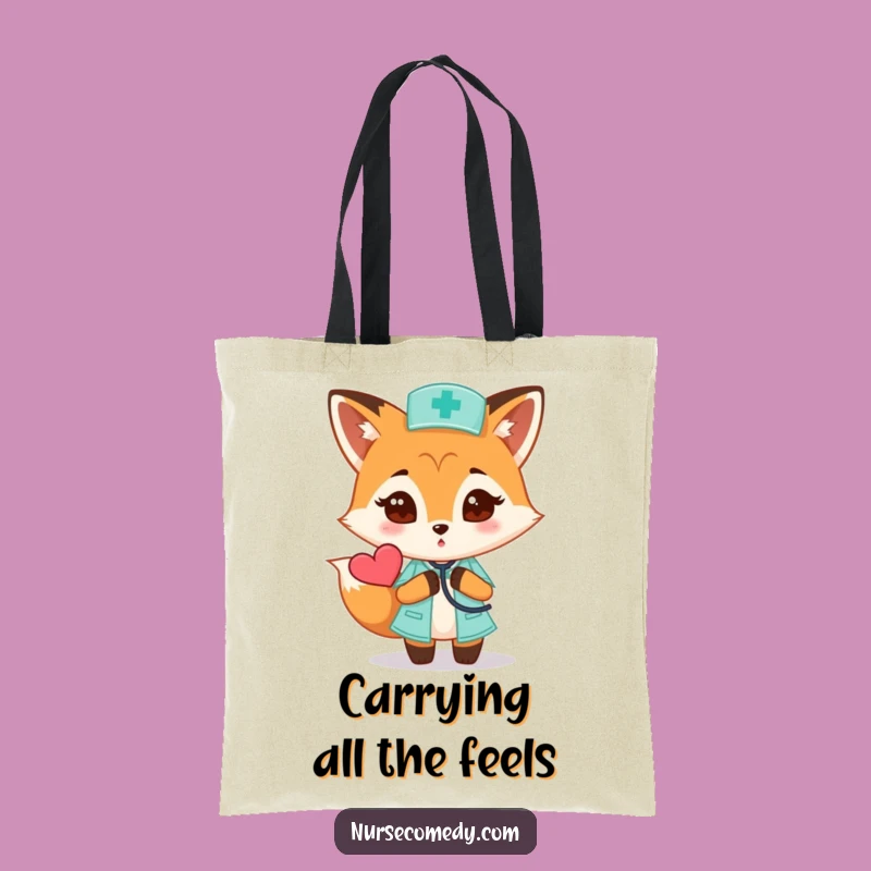 Funny Fox Nurse Tote: Curious Heart Check, Practical & Humorous Gift