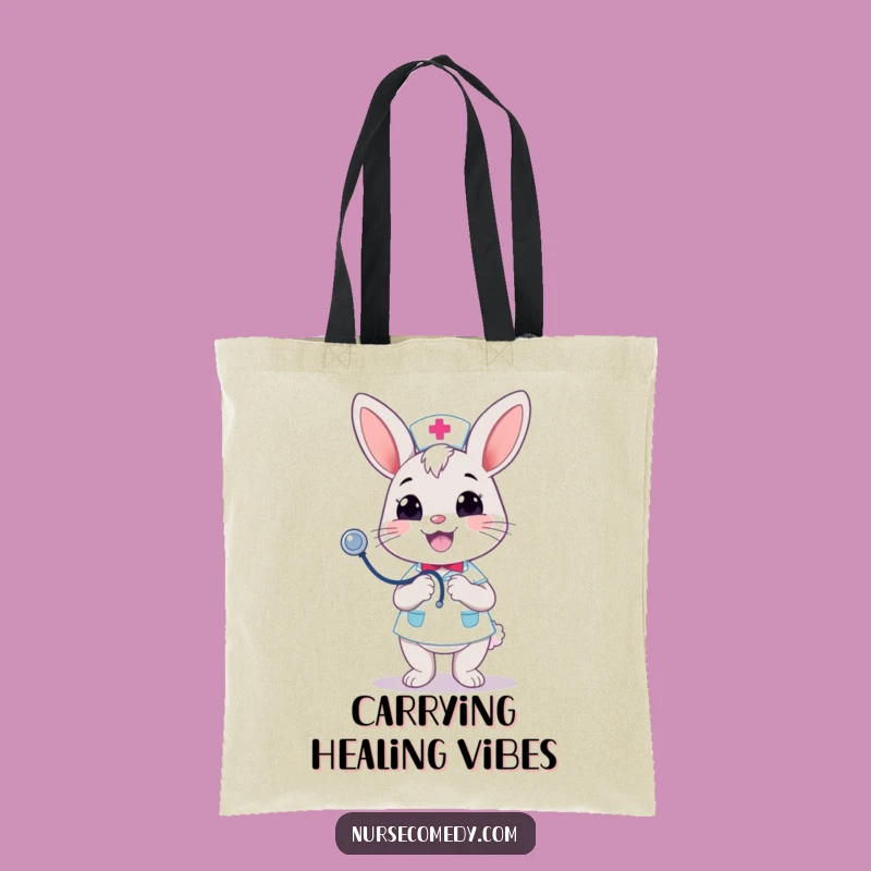 Funny Kawaii Bunny Nurse Tote Bag: Merry Bounce - Carry Good Health!