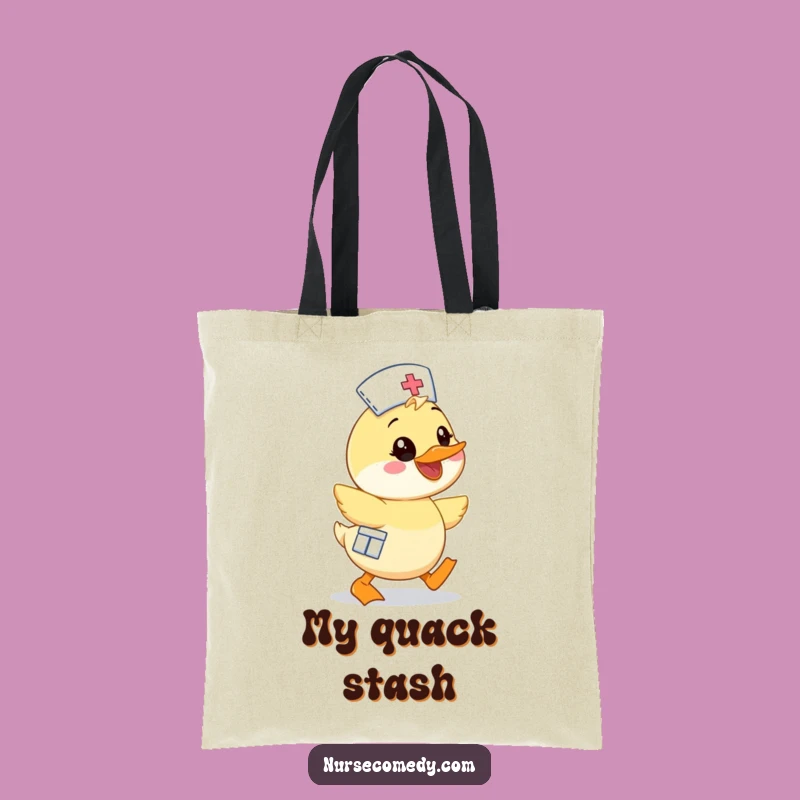 Funny Kawaii Duck Nurse Tote Bag - Cute Cartoon Waddling Character Carry-All Gift