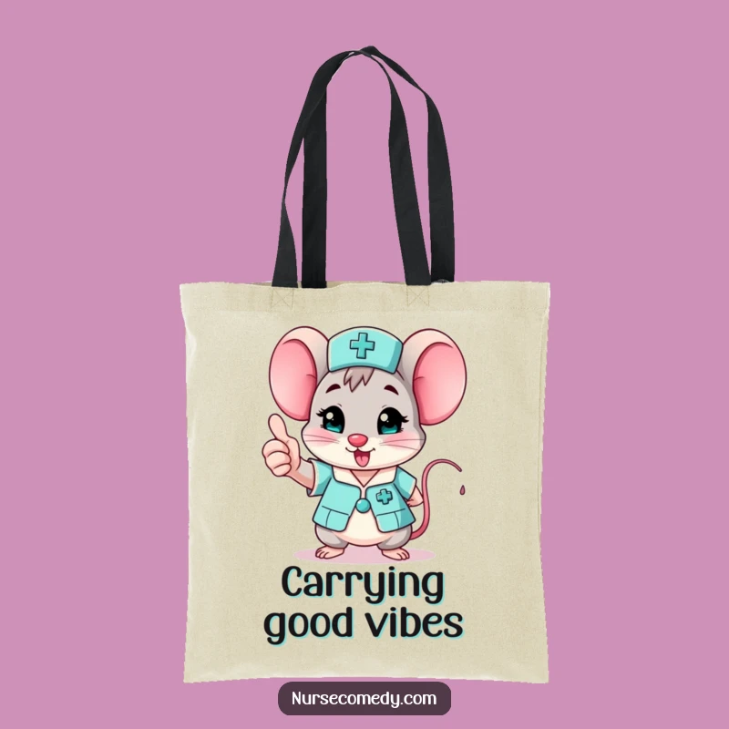 Funny Mouse Nurse Tote Bag: Cheerful Thumbs Up Carry-All Gift