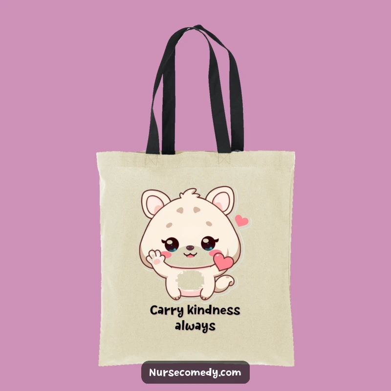 Stylish Funny Kawaii Animal Tote Bag: Heart Wave Greeting, Chic Funny Gift